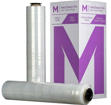 Cast Hand Stretch Film - Clear, 500mm x 300m x 20mu + 4 Free End - Matthews