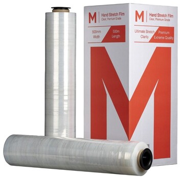 Cast Hand Stretch Film - Clear, 500mm x 500m x 12mu + 4 Free End - Matthews