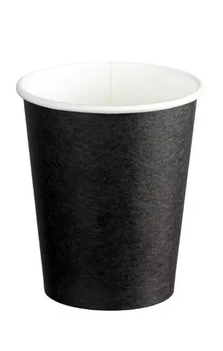 Single Wall PE Paper Hot Cups - Black, 8oz, 280ml  - Matthews