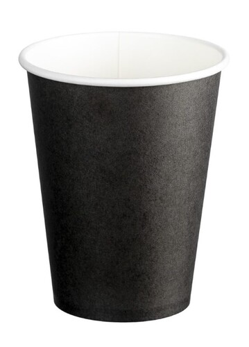 Single Wall PE Paper Hot Cups - Black, 12oz, 390ml  - Matthews