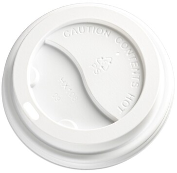 PS Plastic Hot Cup Lids - White, 90mm Diameter (1000) - Matthews