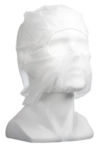 Polypropylene Full Face Balaclavas - White, Elasticated, 25gsm - Matthews