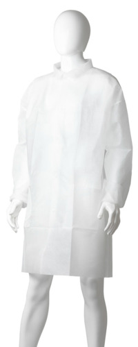 Polypropylene Domed Laboratory Coat - White, L, 45gsm      - Matthews