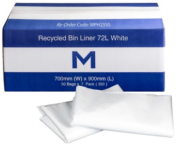 FP Recycled Bin Liner 72L - White, 700mm x 900mm x 40mu  - Matthews