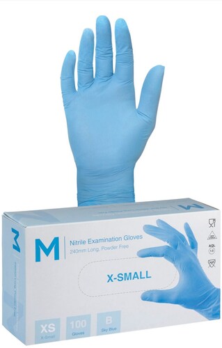 Nitrile Examination Gloves Powder Free - Blue, XS, 240mm Cuff, 5.0g - Matthews