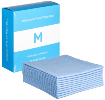 Antibacterial Textile Wipes - Blue, 400mm x 400mm, 140gsm   - Matthews