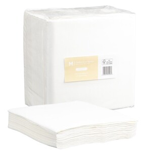 Quilted Dinner Napkins 1/4 Fold - White, 400mm x 400mm, 2 Ply - Matthews